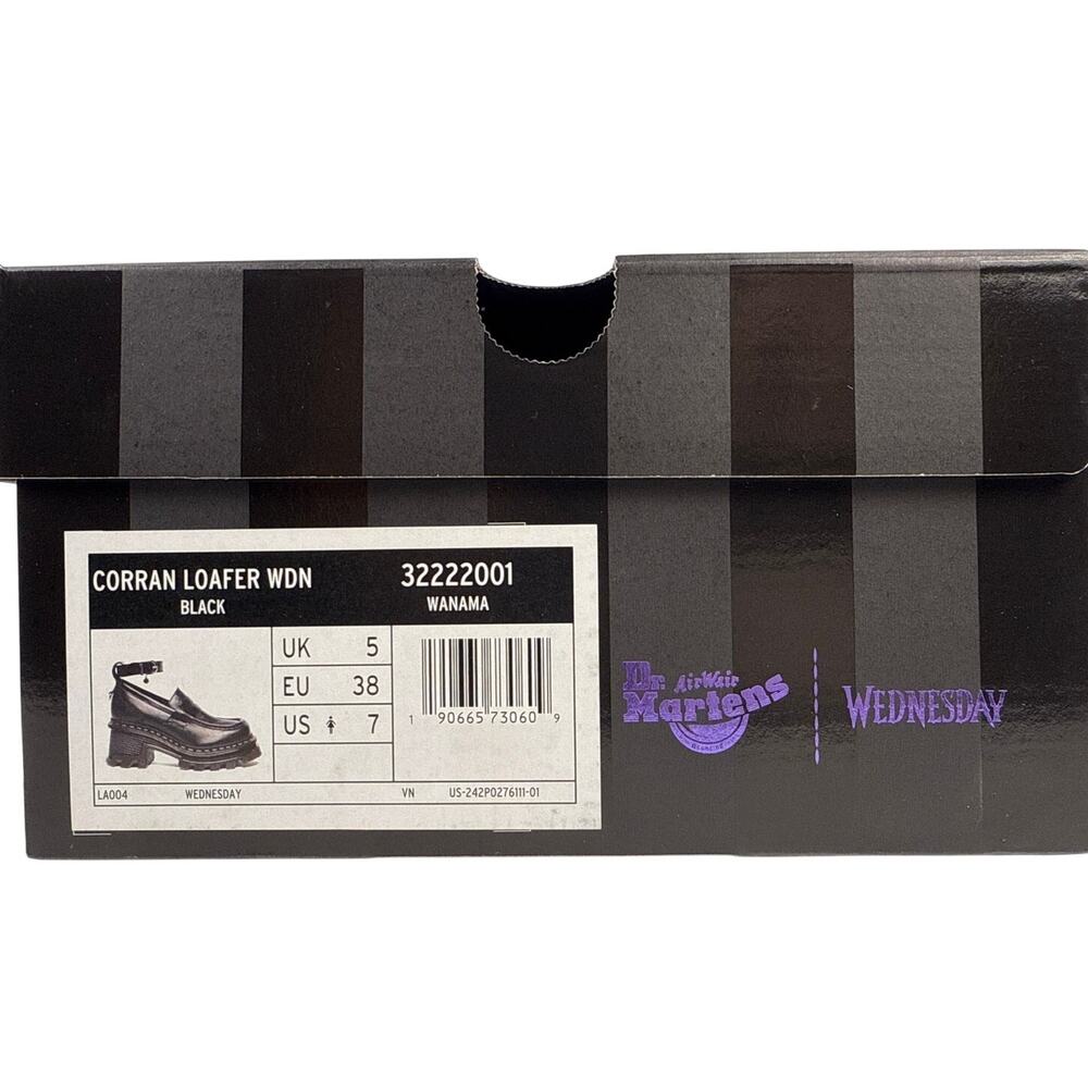 Dr. Martens Wednesday Adams Corran‎ Loafers Womens 7 Black Leather EU38 - Picture 8 of 9